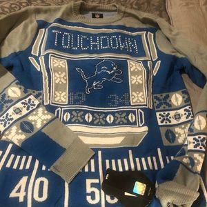 DETROIT LIONS UGLY CHRISTMAS SWEATER WITH LIGHTS! Brand New! Tags Attached!
